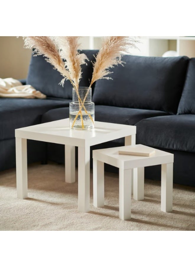 طقم طاولات متداخلة، مكون من قطعتين، أبيض - Image 4